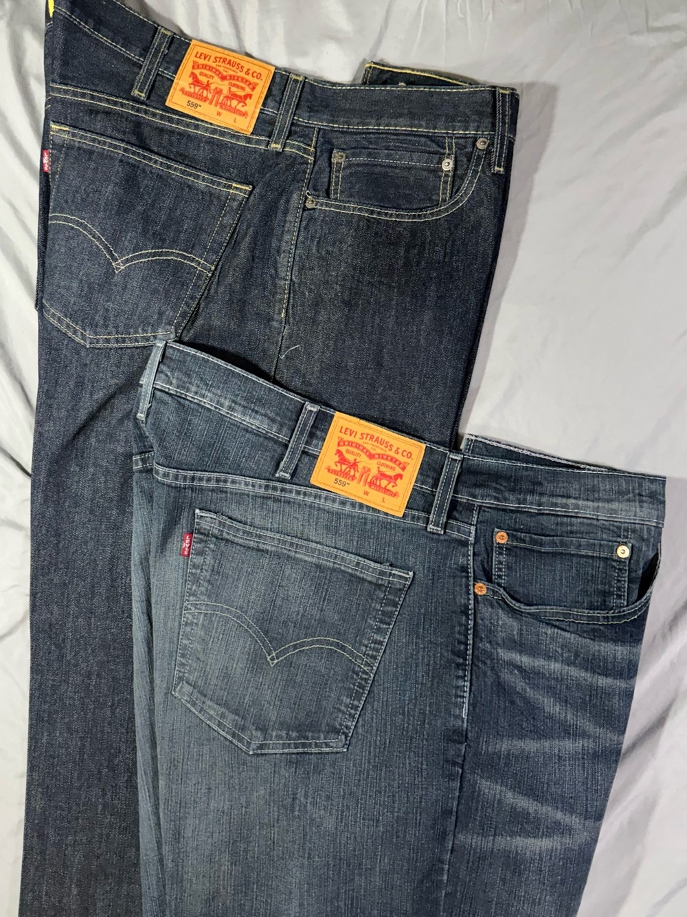 Levi's 559 Lot Of 2 Men's Jeans 42x36 Relaxed Stretch Fit Straight Leg Dark Wash